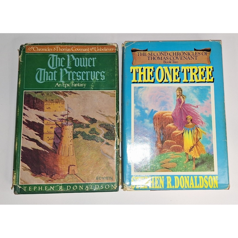 Thomas Covenant Books 2 & 3 Stephen Donaldson HC Vtg One‎ Tree Power That...